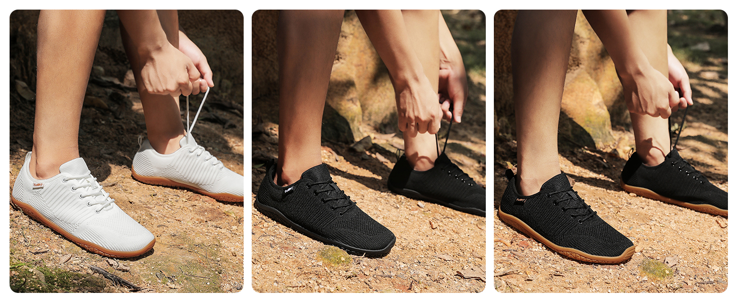 Geweo Кросівки для відпочинку та бігу без шкарпеток для жінок та чоловіків, широка носок, підошва Zero-Drop, легкі, дихаючі, антиковзкі, розмір 37-47, чорний