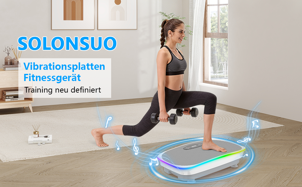 Віброплатформа для фітнесу вдома Rüttelplatte Sport 350LBS з Bluetooth, пультом та 4 гумовими стрічками