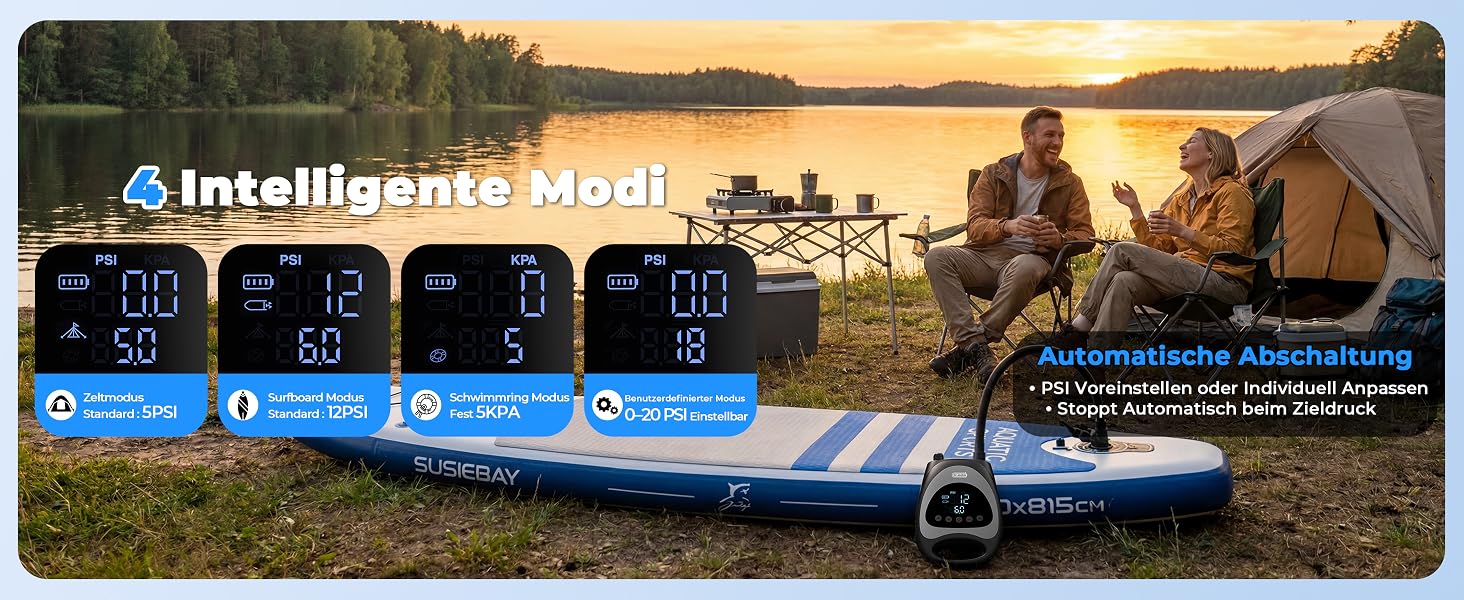 Насос електричний для SUP дощок Dr.meter 20 PSI з акумулятором 5200mAh, LED підсвіткою, для каяків, човнів, кайтсерфінгу