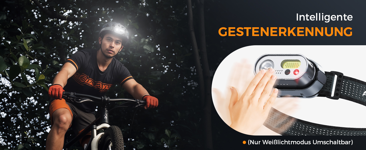 Налобний ліхтар ATuMan MH1 LED, 2 шт. з зарядним кейсом 6600mAh, 10 режимів світла, сенсор, IPX4, для кемпінгу/походів/бігу