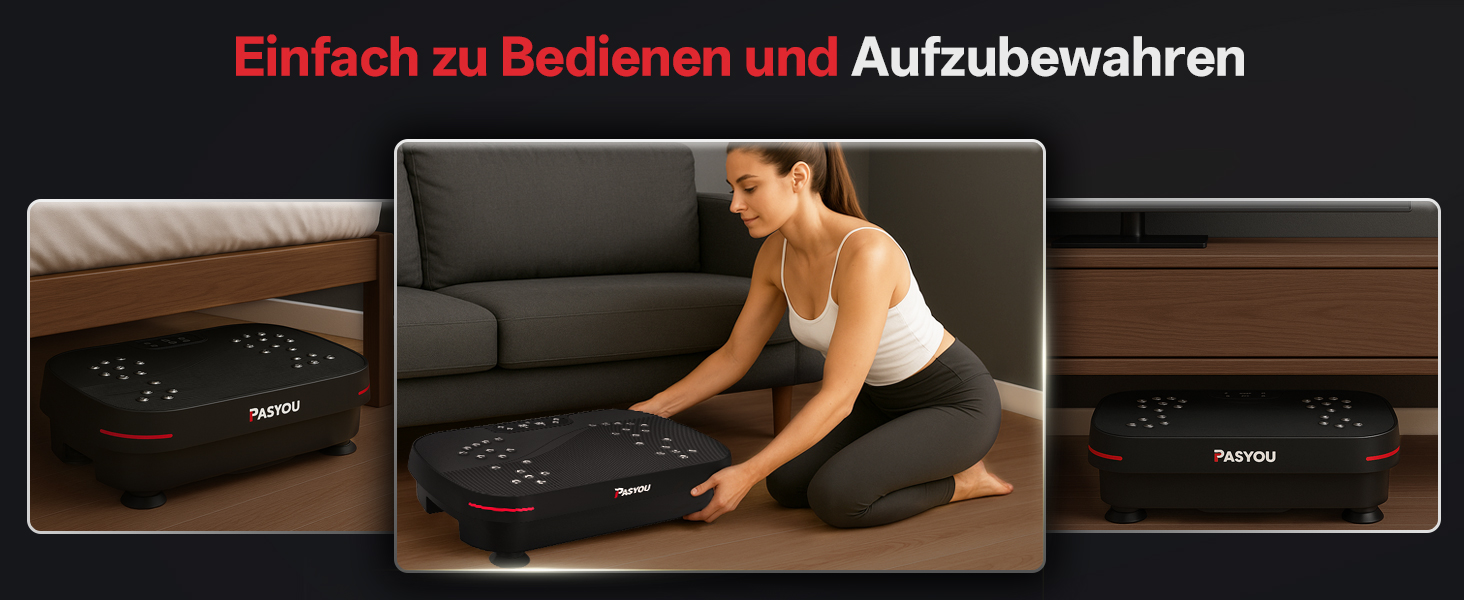 PASYOU Вібраційна платформа для тренувань всього тіла з пультом дистанційного керування та еластичним гумкою, 0-99 інтенсивність