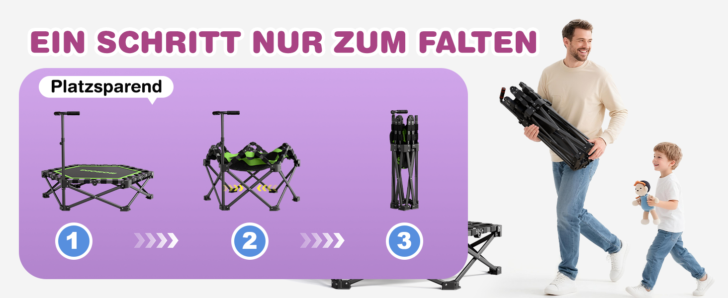 Трамплін для фітнесу MOMODA складаний, з ручкою, діаметр 106 см, зелений. Підходить для дітей та дорослих.