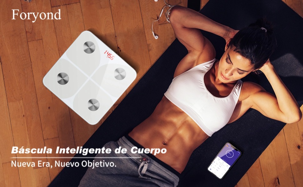 Інтелектуальна вага для вимірювання жиру та BMI з Bluetooth, 180 кг, 30x30 см