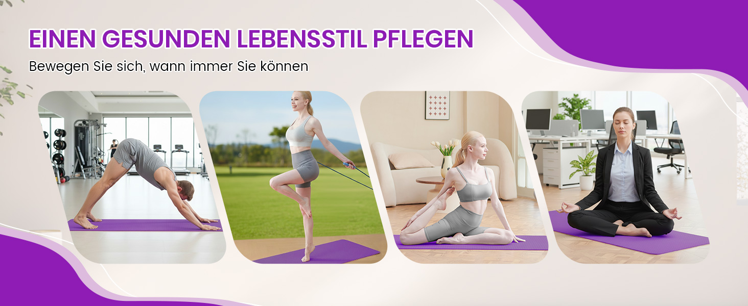 Йога-килимок Narwhal протиковзкий з TPE для фітнесу, пілатесу та тренувань, з ременем для перенесення, 183 x 61 x 0.6 см, колір слива-рожевий