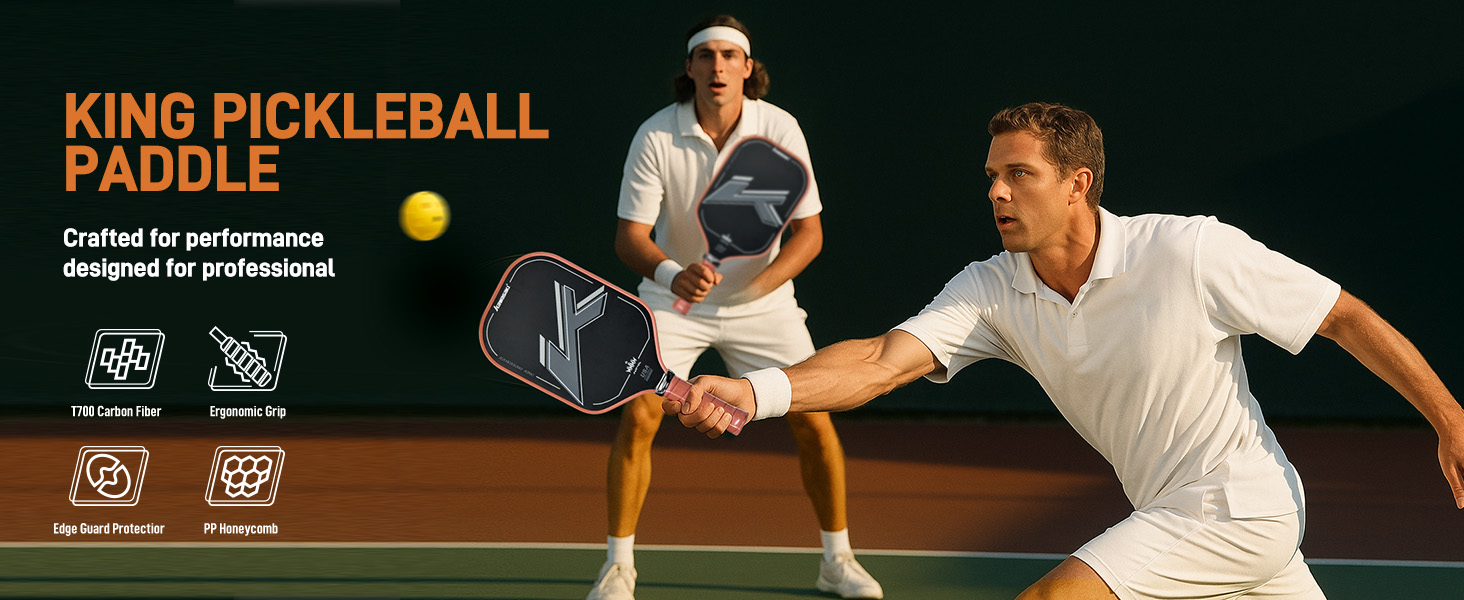 Паддл для піклболу Kawasaki T700 Premium Carbon Fiber (CFS) - серія King, схвалено USAPA, 16 мм, для змагань, з чохлом та ручкою, чорний/червоний