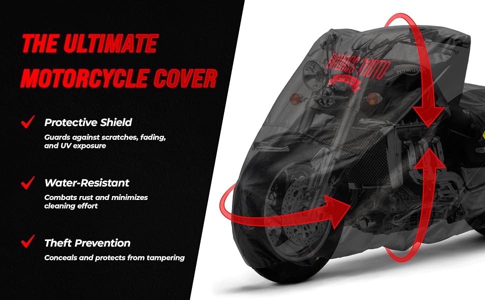 Водонепроникний чохол для мотоцикла Badass Moto Ultimate Heavy Duty — захисний зовнішній чохол від сонця та дощу для Harley Davidson, розмір Medium