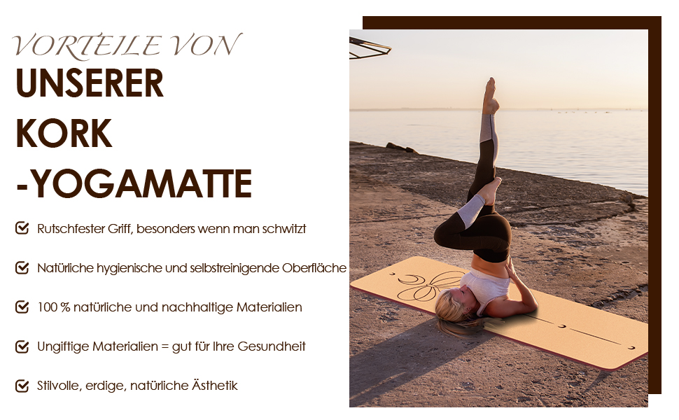 Килимок для йоги з корку Rutschfeste Yoga Matte – Нековзний, з унікальним дизайном, з натурального каучуку TPE, для занять вдома, пілатесу, аеробіки, фітнес-студії та тренувань. Колір: бірюзовий, дизайн: Мандала (Бордо-Калібра)