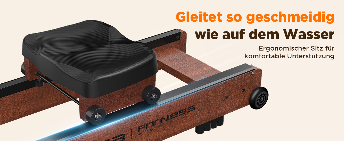 Гребний тренажер YOSUDA 2025 Neu Wasser - складаний, з Bluetooth, дисплеєм та регульованим тримачем для телефону. Максимальна висота користувача 190 см, вага 182 кг. Ідеально для домашніх тренувань.