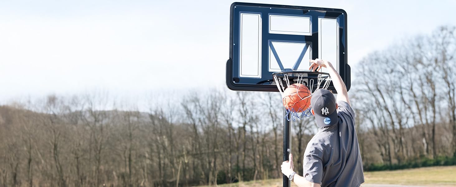 Баскетбольне кільце з регульованою висотою 1.5-3.05м Dönges - Комплект з м'ячем та насосом - Вуличне/Приміщення - Міцна, стійка до погодних умов - Для дітей та дорослих