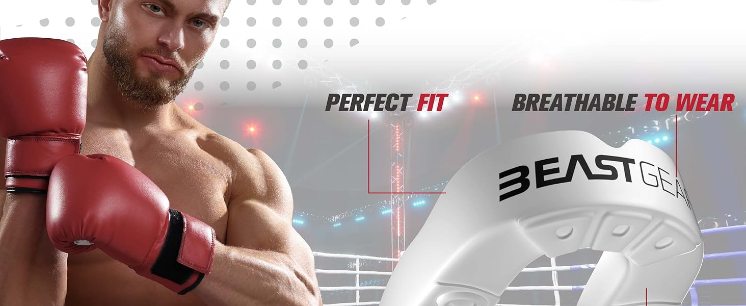 Захисна капа Beast Gear - для боксу, MMA, регбі, кікбоксингу, джудо, карате, хокею та бойових мистецтв. Зручна коробка для зберігання. Захищає зуби, ясна та щелепу. Білий.