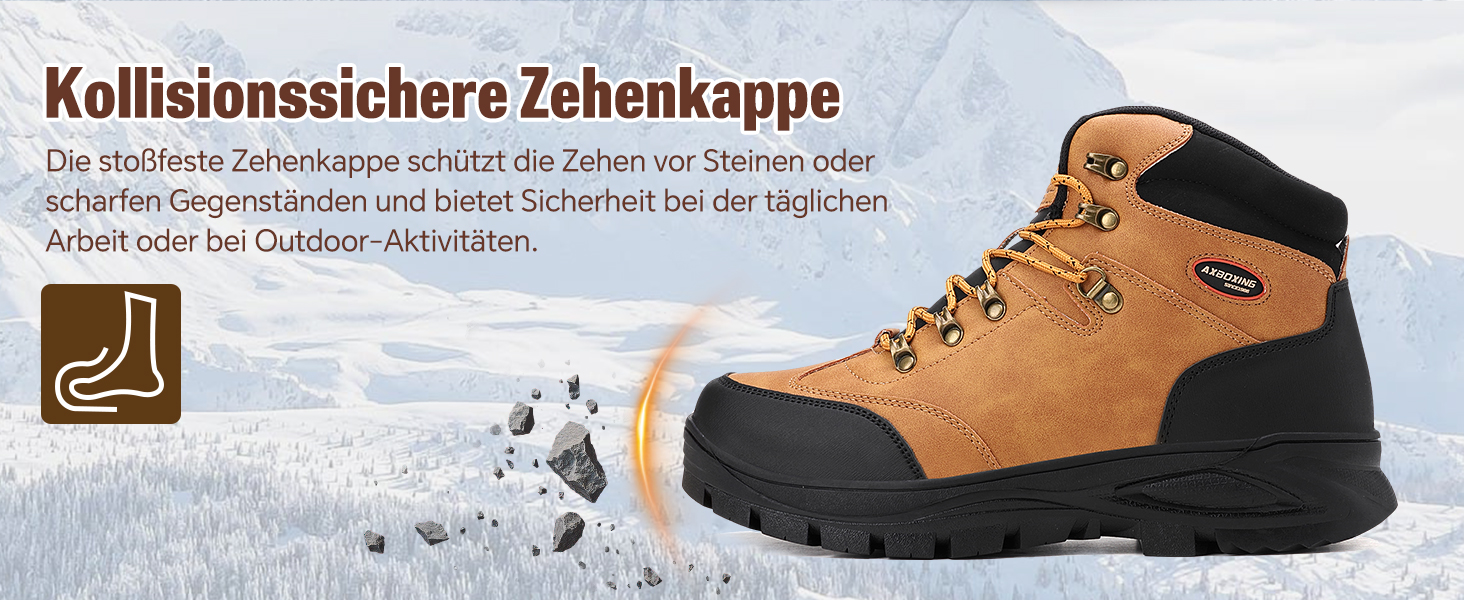 Чоловічі зимові черевики AX BOXING: утеплені, трекінгові, для хайкінгу, антиковзання, теплі снігові черевики, 41-46 EU (темно-жовтий, 46 EU)