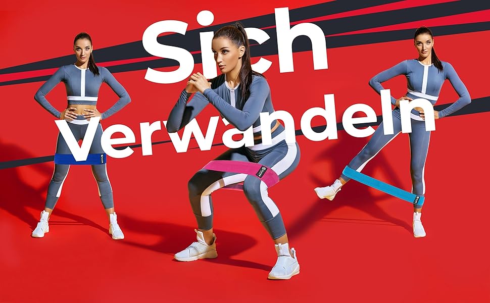 Фітнес-гумки ELVIRE SPORT (3 шт.) - тренувальні гумки для стегон, сідниць та ніг | Гумки для йоги, пілатесу, кросфіту | Для чоловіків та жінок, рожевий та фіолетовий