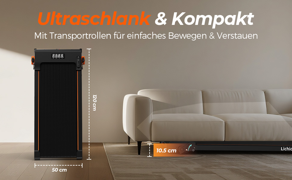 Біговий доріжка Lichico Walking Pad з регулюванням нахилу 9%, Bluetooth, LED дисплей, 2.5HP для дому та офісу