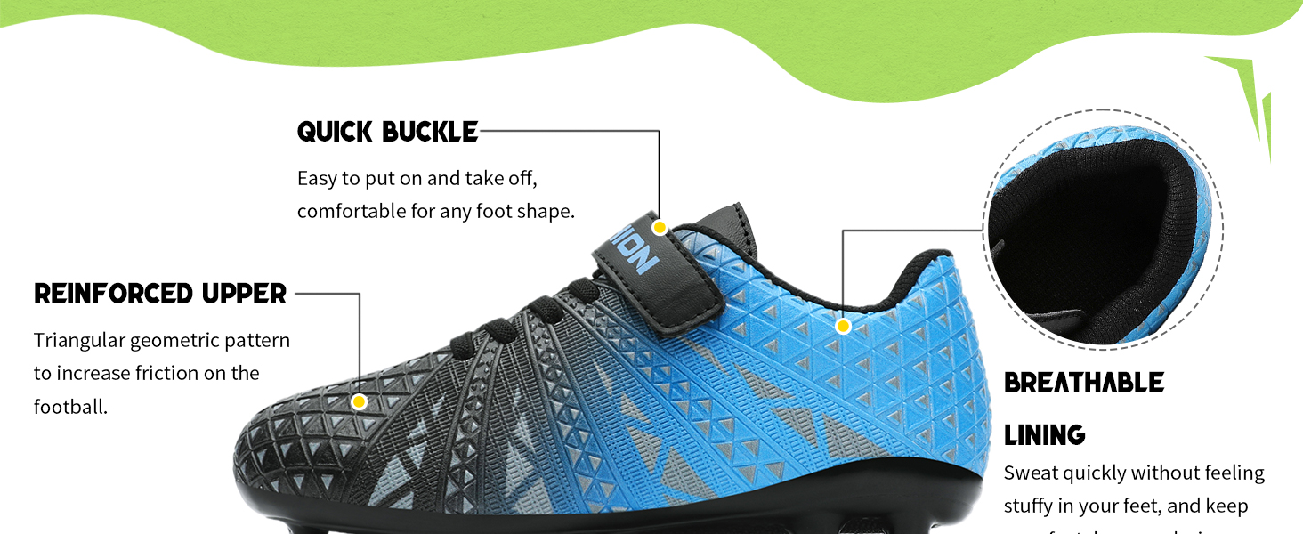 Дитячі футбольні бутси ASHION для футболу та активного відпочинку, розмір 32 EU, блакитно-чорні