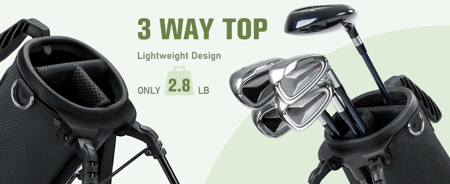 Сумка для гольфу на штативі, легка, для 9 ключок, з роздільниками, водонепроникна, з кишенькою-холодильником, ергономічний плечовий ремінь, велика кишеня, унісекс, чорна A1