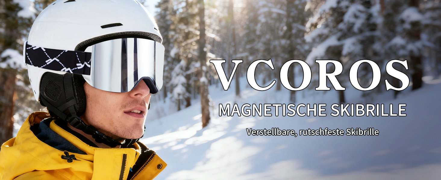 Скі-маска VCOROS YH693C з магнітною OTG, захист від УФ, проти запотівання, REVO покриття, регульований ремінь, сноуборд маска для катання на лижах 02-Срібло/Білий (VLT13%)