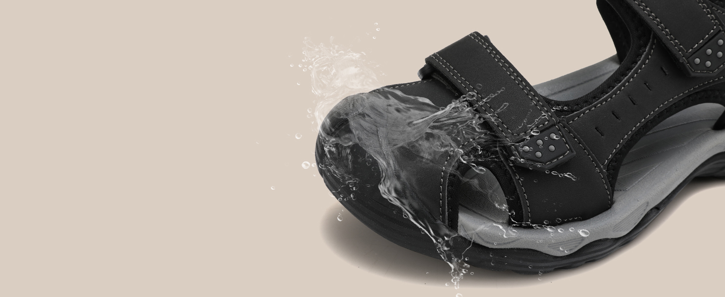 Чоловічі сандалі AX BOXING для трекінгу та спорту, літні, на липучці, дихаючі, чорні, розмір 43 EU