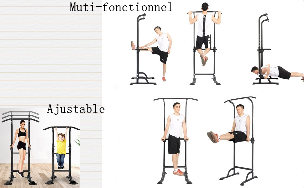 Турнік-стійка DlandHome для турніку, віджимань та підтягувань, регульована, чорна (75 x 82 x 165~210 см)