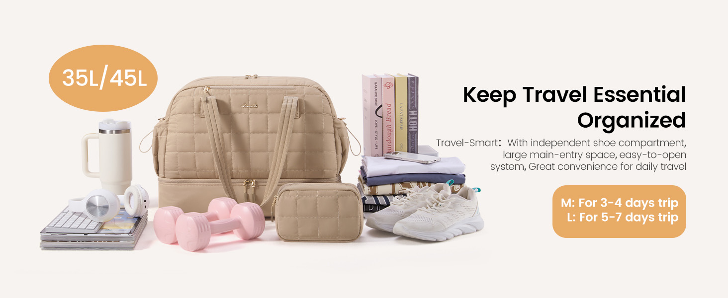 Сумка-валіза LOVEVOOK для жінок, 35L: легка дорожня сумка-шопер, спортивна сумка з відділенням для взуття та мокрих речей, ручна поклажа для подорожей, чорна