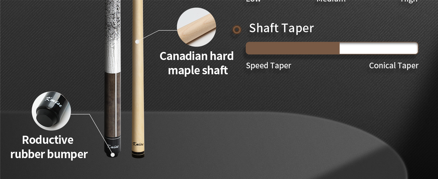 Професійний більярдний кий Kmise з низькою відволікаючою обшивкою, 147 см, канадське кленове дерево, 13 мм шкіряний наконечник, 3D протиковзкий хват, точний контроль для дорослих/початківців/професіоналів (Коричневий (510 г))