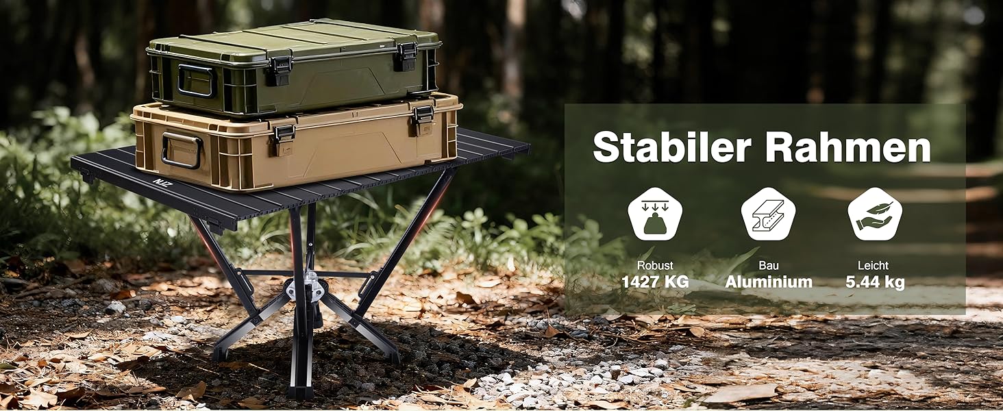 Складаний кемпінговий стіл з алюмінієвою стільницею, вантажопідйомність до 170 кг, для автокемпінгу, дому, відпочинку, подорожей