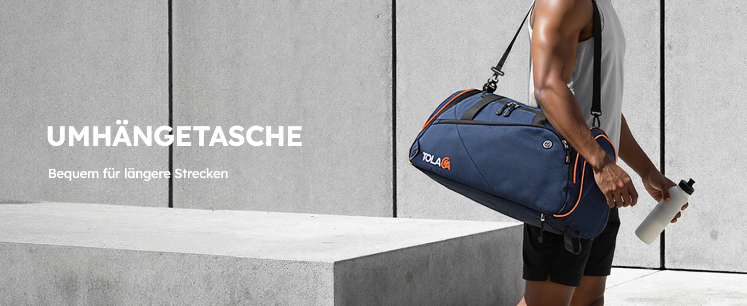 Спортивна сумка Tolaccea 47L з відділенням для взуття та мокрого одягу - рюкзак-дуffel для фітнесу, тренувань, басейну, подорожей (Темно-синій)