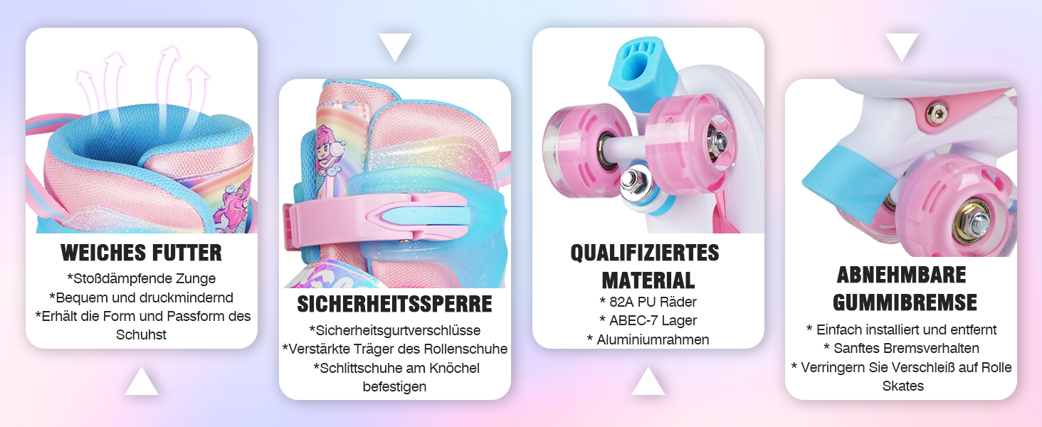 Дитячі ролики Kinder - регульовані, рожеві, для дівчаток та хлопчиків, 4 розміри, для початківців, для залу та вулиці (36-40 EU)