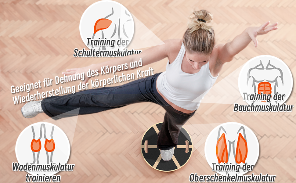 Дерев'яна баланс-дошка з неслизьким основанням, 40 см з ручками для вправ, для дорослих (чорна)