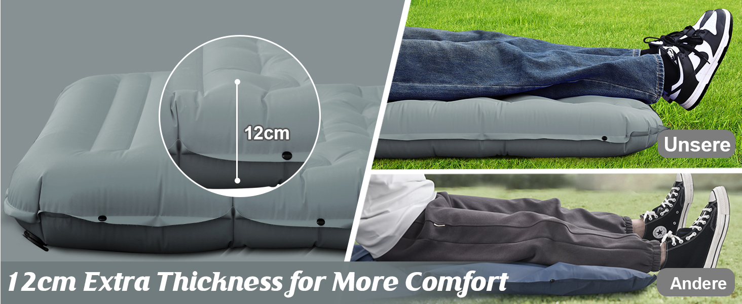 Ізомат FTSMTK самонадувна з помпою, 12 см товщина, для кемпінгу, ультралегка, компактна, надувна, спальний килимок для відпочинку на природі сірого кольору