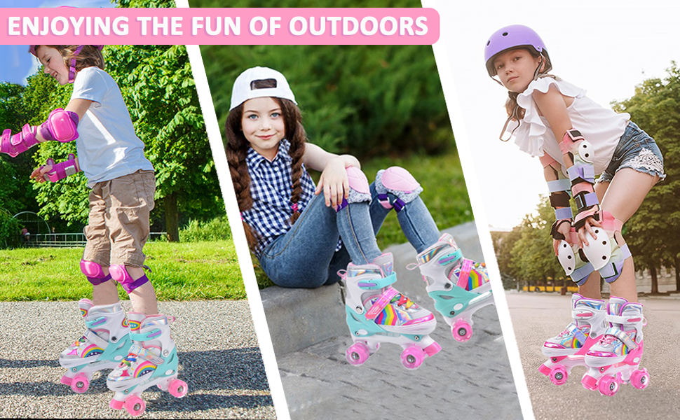 Ролики дитячі ERNAN, регульовані, світлодіодні, для дівчаток та хлопчиків, підходять для початківців, ідеальні для подарунків на Різдво та день народження, кольорові