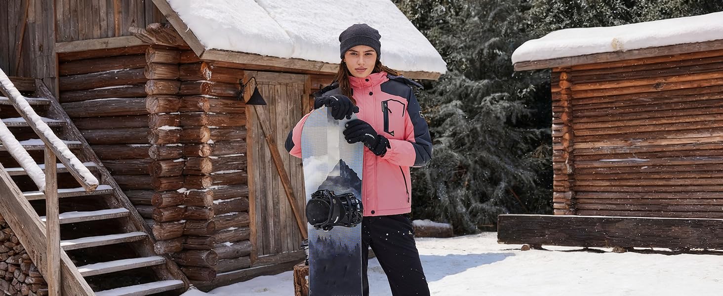 TACVASEN жіноча куртка-перехідник, тепла зимова куртка, куртка для походів, гірськолижна куртка з водонепроникною блискавкою, білий та чорний колір