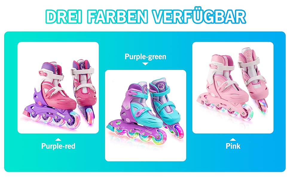 Дитячі ролики Inliner Kinder з регулюванням розміру 26-29, 29-34, 30-35. Ролики для дівчаток з колесами 82A PU, фіолетового кольору.