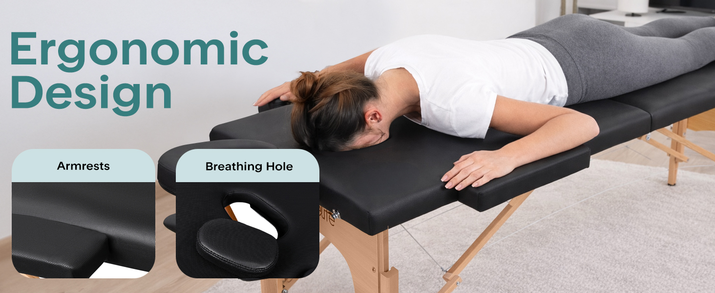 Крісло-масаж SereneLife складне – 3 зони, дерев'яний каркас, регульована висота, чорний колір. Портативне, складне з сумкою, PU-обшивка та піна, для велнес, косметології та терапії