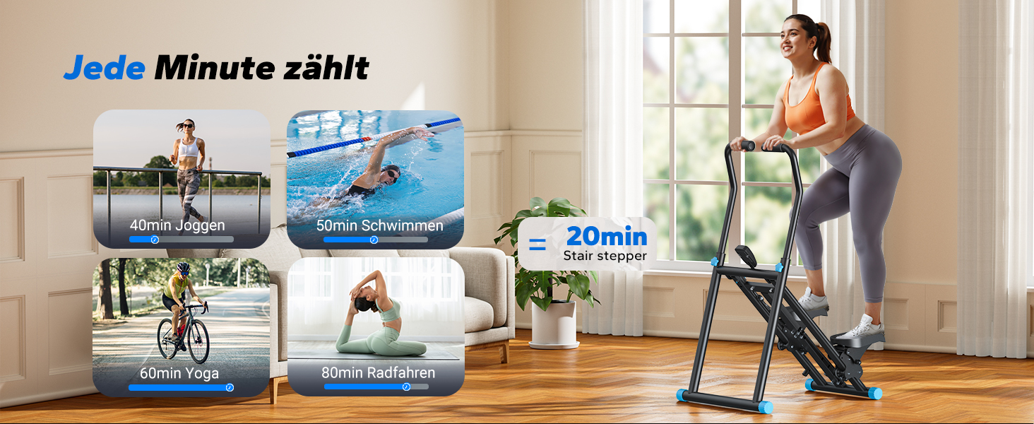 Степер MERACH 2026 Stair Stepper Pro — складаний вертикальний тренажер-імітатор сходинок для дому та офісу, 3 рівні навантаження, регульований руків'я, чорний