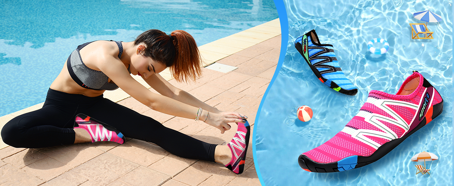 Водні черевики для плавання та серфінгу: чоловічі та жіночі, антиковзаючі, швидковисихаючі, розмір 36-45, колір блакитний