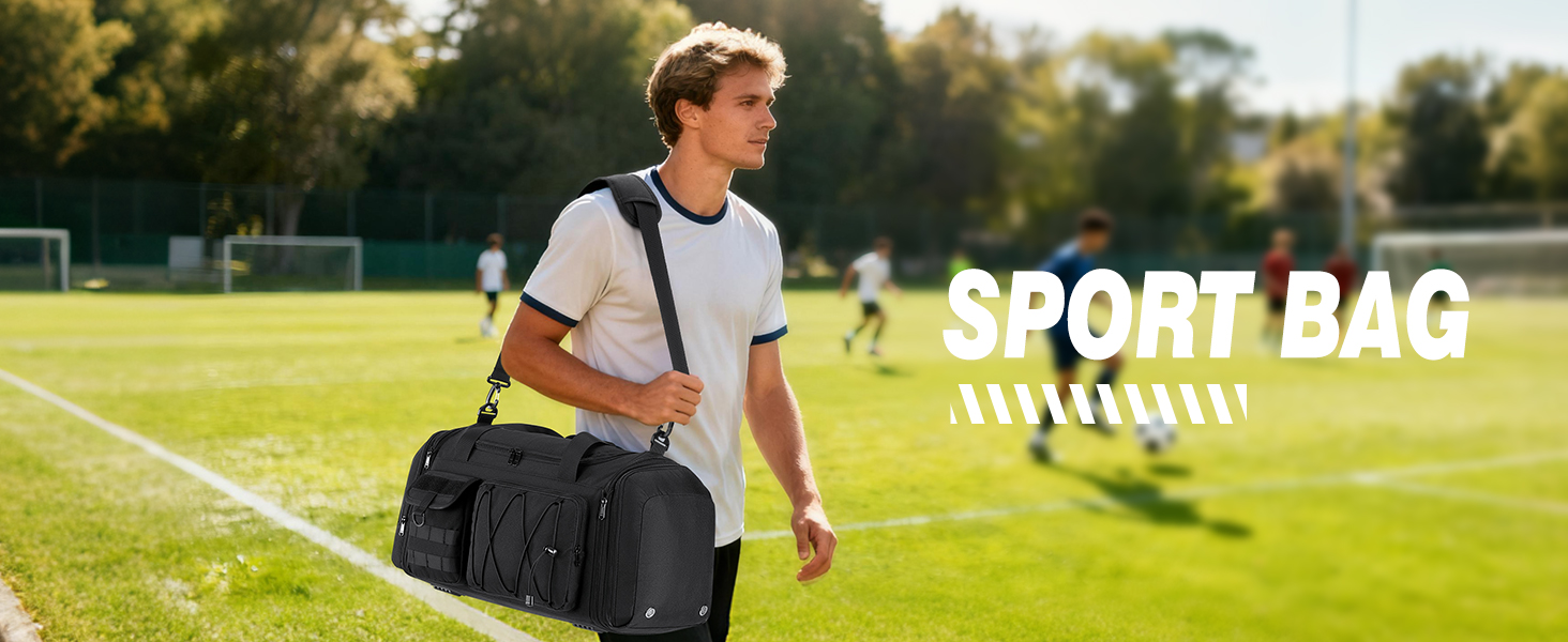 Спортивна сумка RAINSMORE 40L, водонепроникна, з відділенням для взуття, для чоловіків та жінок, чорна