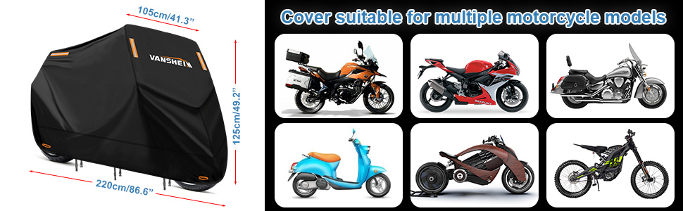Водонепроникний чохол для мотоцикла VANSHEIM 220x105x125 см, 420D Oxford, зимовий, для скутера/моторолера