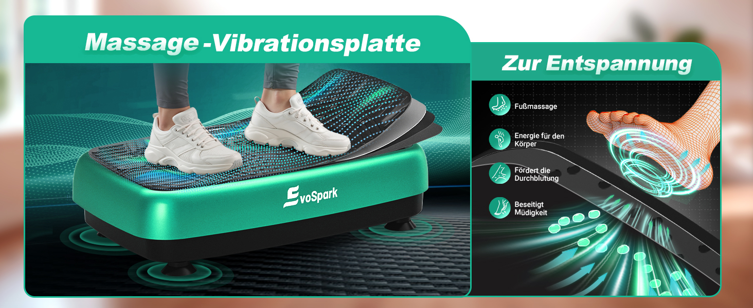 Платформа для вібраційного тренування EvoSpark - масажер для дому, для схуднення та загального оздоровлення, 450 LBS, зелений