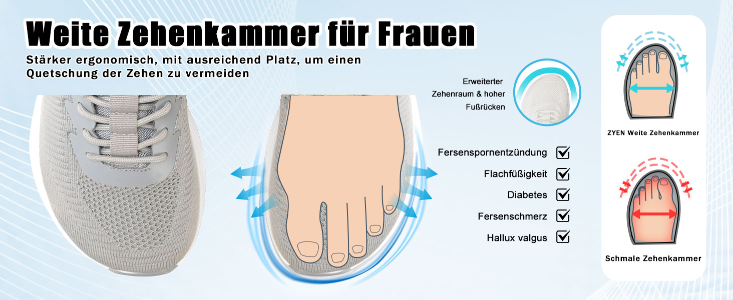 Жіночі кросівки ZYEN для широкої стопи: зручні, дихаючі, для занять спортом та фітнесом, чорного кольору, розмір 37 EU
