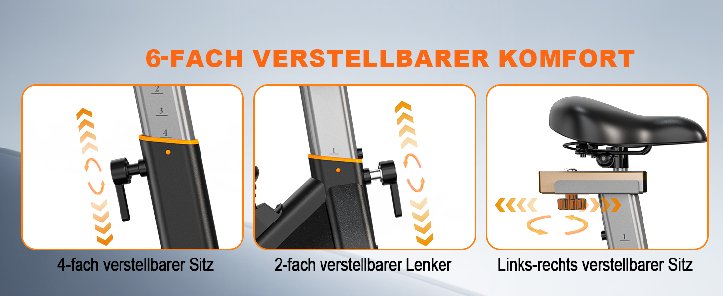 Велотренажер з Bluetooth: велотренажер з магнітним опором, фітнес-велосипед для дому з LCD-дисплеєм, вантажопідйомність 160 кг (Помаранчевий)