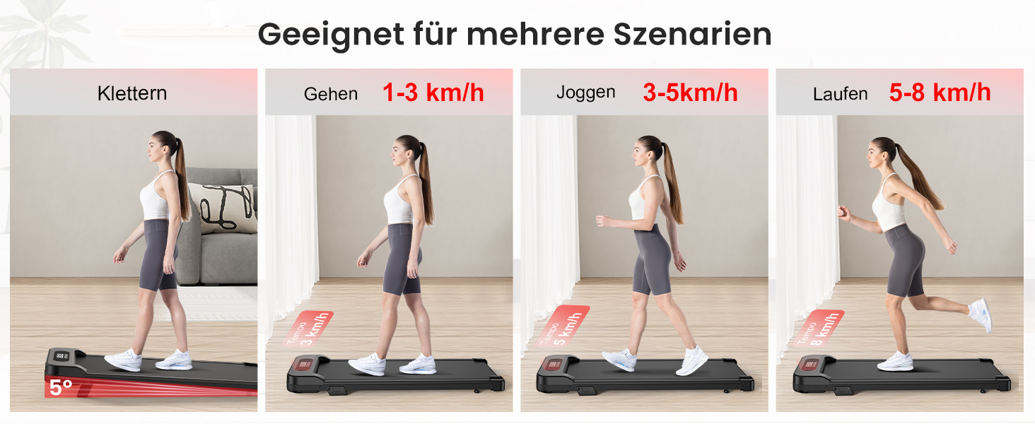 Бігова доріжка Walking Pad для дому HomeFitnessCode: електричний біговий килимок з нахилом, 1-8 км/год, чорний