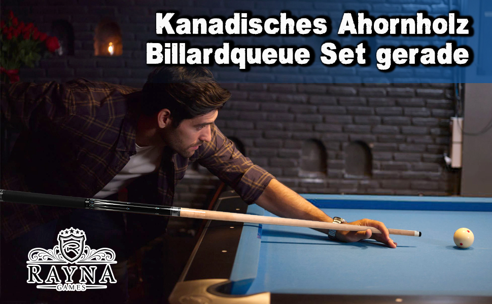 Більярдний кий Pool Queue, 58 дюймів, канадський клен, професійний, синьо-білий