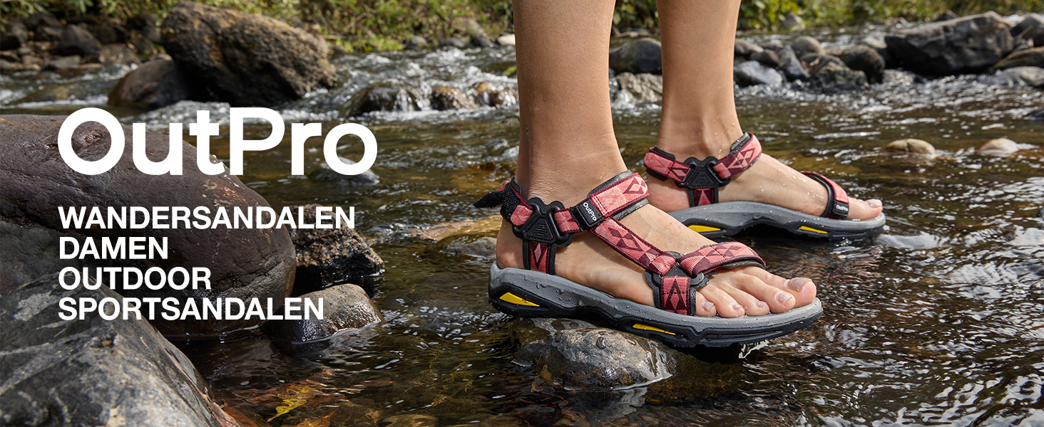 Жіночі сандалі для спорту та активного відпочинку Damen червоні 40 EU. Сандалі для трекінгу, пляжу, подорожей з підтримкою склепіння стопи. Дихаючі, зручні.