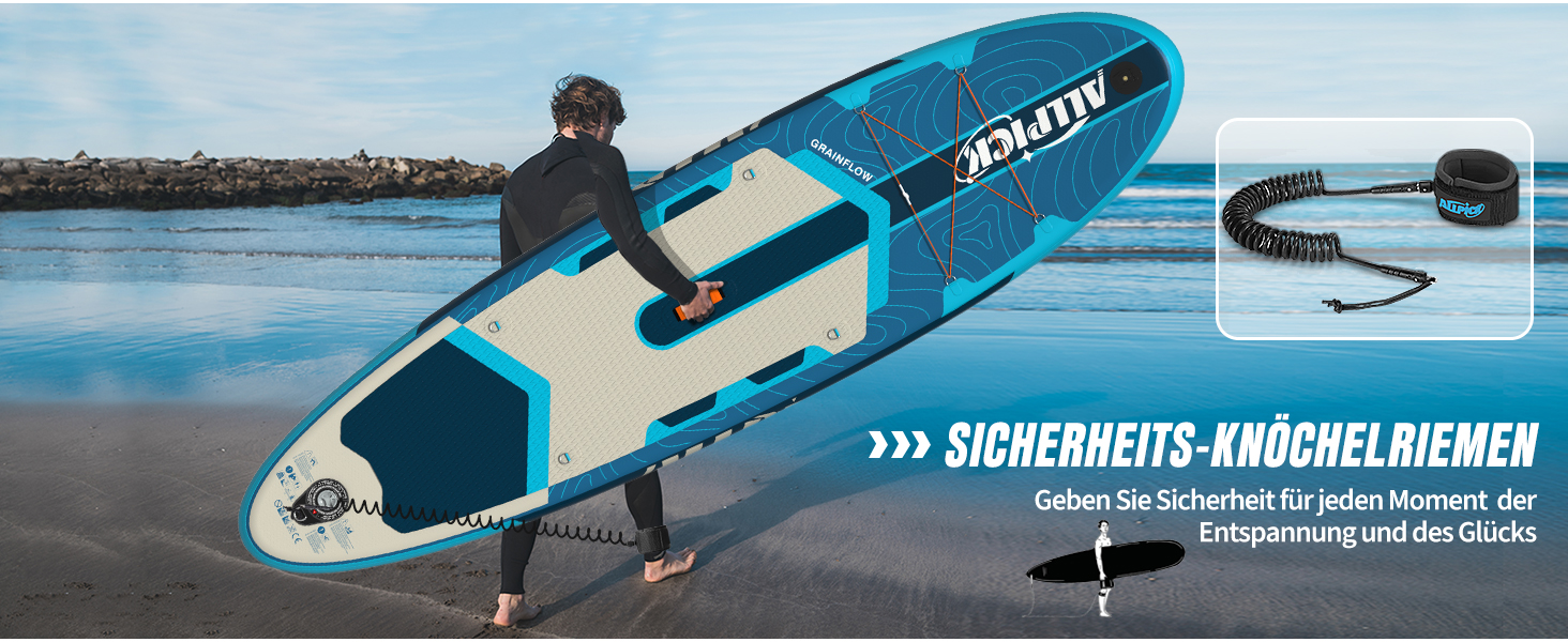 Надувний SUP-борд ALLPICK Premium з аксесуарами, тримачем для камери, регульованим веслом, для початківців та досвідчених, 200 кг, колір: Глибокий синій