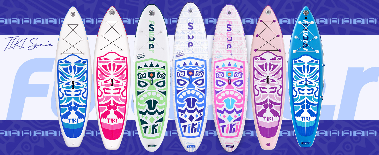 Надувний SUP Борд FunWater 10'6'–11'6' для всіх рівнів підготовки, з антиковзким EVA-деком, веслом, насосом та аксесуарами. Колір: блакитний/білий