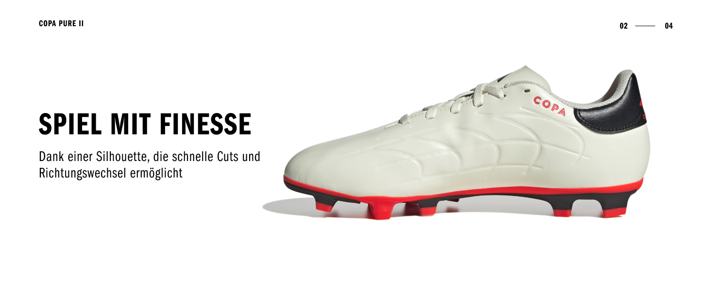 Дитячі футбольні бутси Adidas Copa Pure 2.4 для унісекс, 24 EU, кольори: Ivory, Core Black, Solar Red