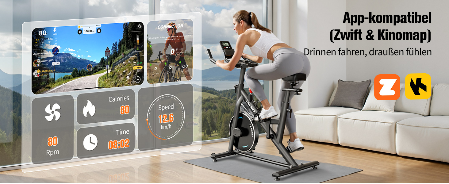 Стаціонарний велотренажер з магнітним опором, підтримкою додатків, тихим індоор-велосипедом для дому, LCD-дисплеєм, тримачем для планшету та зручним сидінням