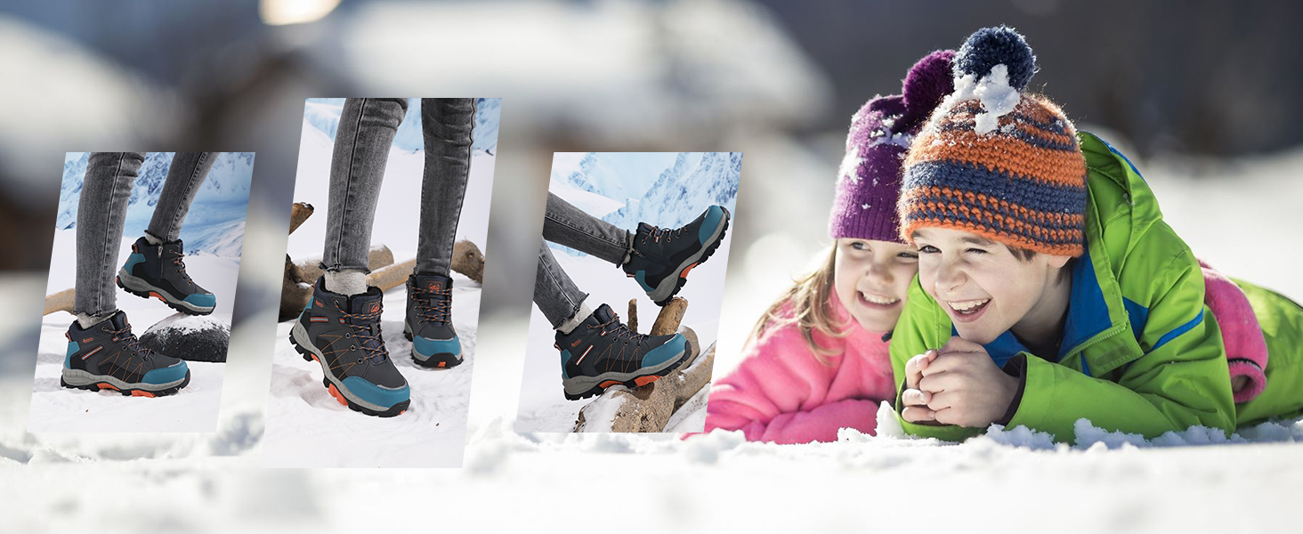 Зимові чоботи ASTERO для хлопчиків 31-38, снігоступи, дитячі черевики для походів з металевими шипами, утеплені, нековзні (A Grün, 31 EU)