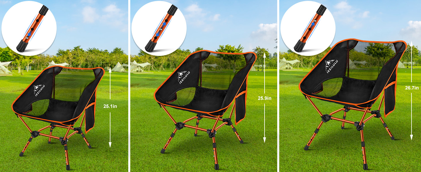 Складний туристичний стілець IEEILULU, 130 кг, для кемпінгу, пікніків, риболовлі, відпочинку на природі та подорожей. Оранжевий колір