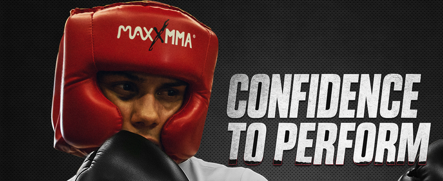 Захист для голови MaxxMMA L/XL для боксу, ММА, кікбоксингу, карате, тхеквондо (червоний)